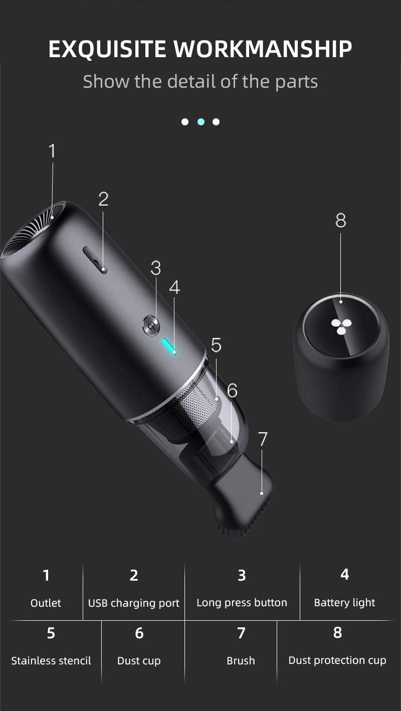 Mini Collector Aspirator Portable Powerful Cyclone Suction for Home Car(D)