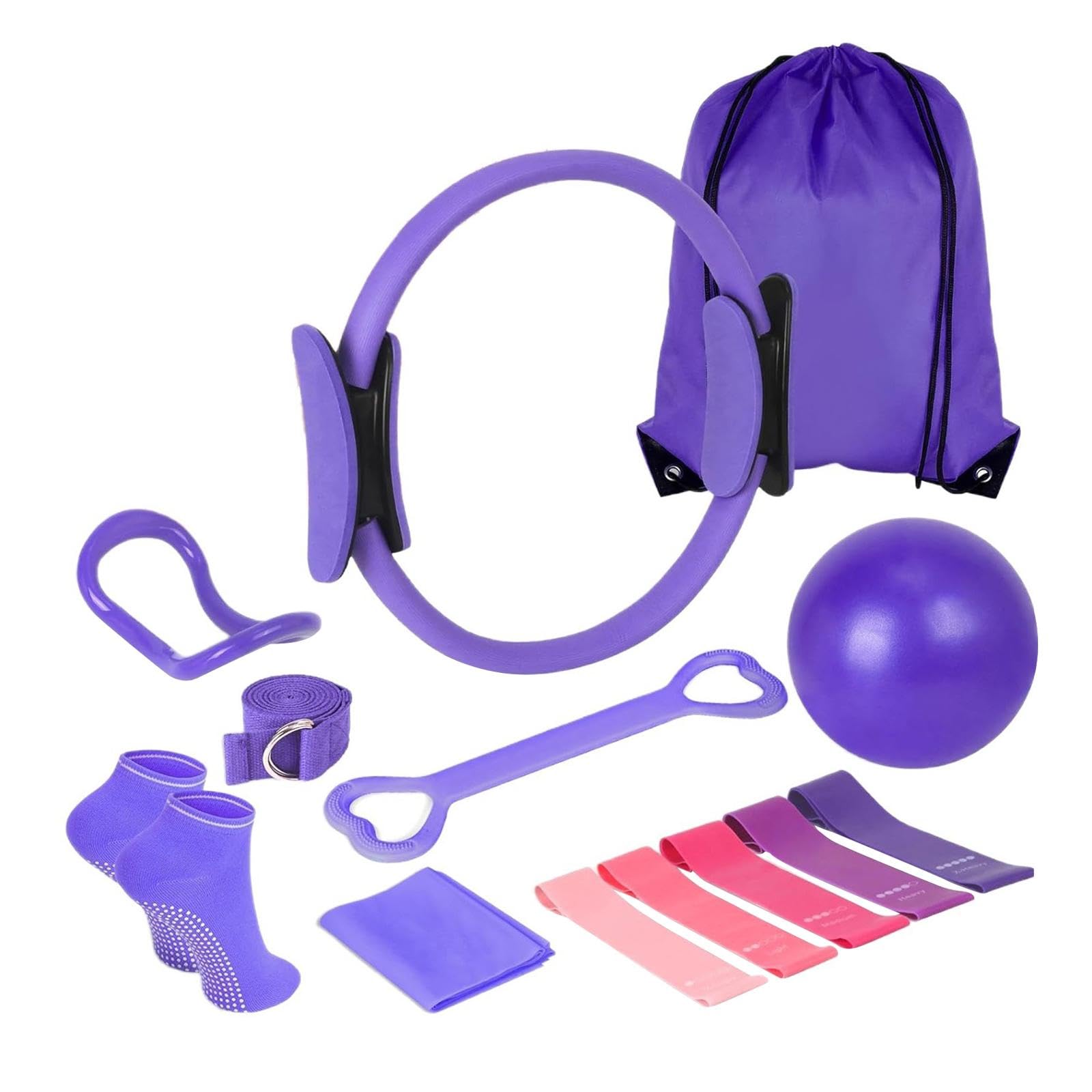 myaddiction 13 pieces pilates ring circle set supplies for bodybuilding fitness exercise purple