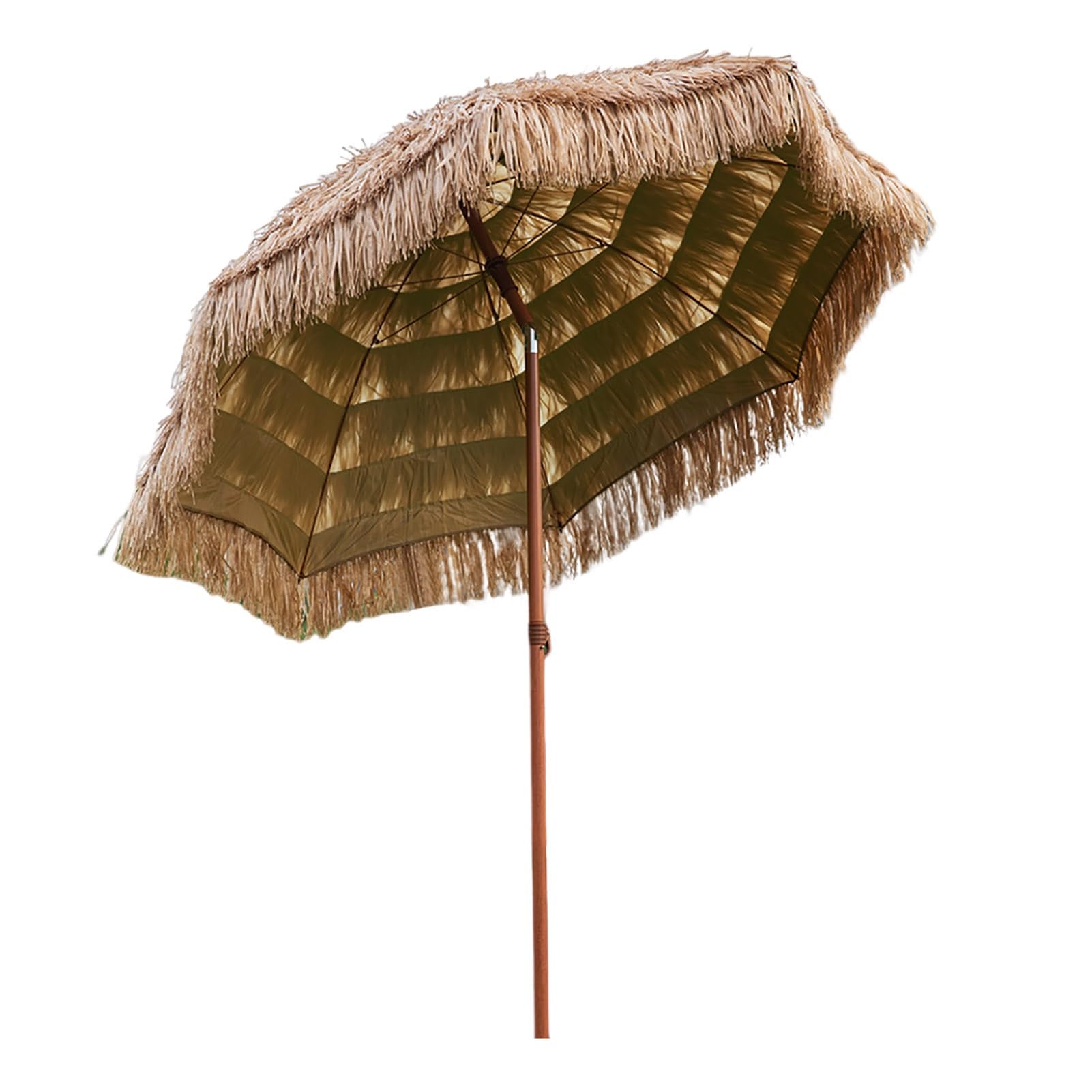 Wytrzymały zewnętrzny parasol na patio, 2 m, 8 żeber, słomka, hawajski, tropikalny UV 50+, ochrona przed przewróceniem, przenośny, na plażę, do ogrodu, na balkon