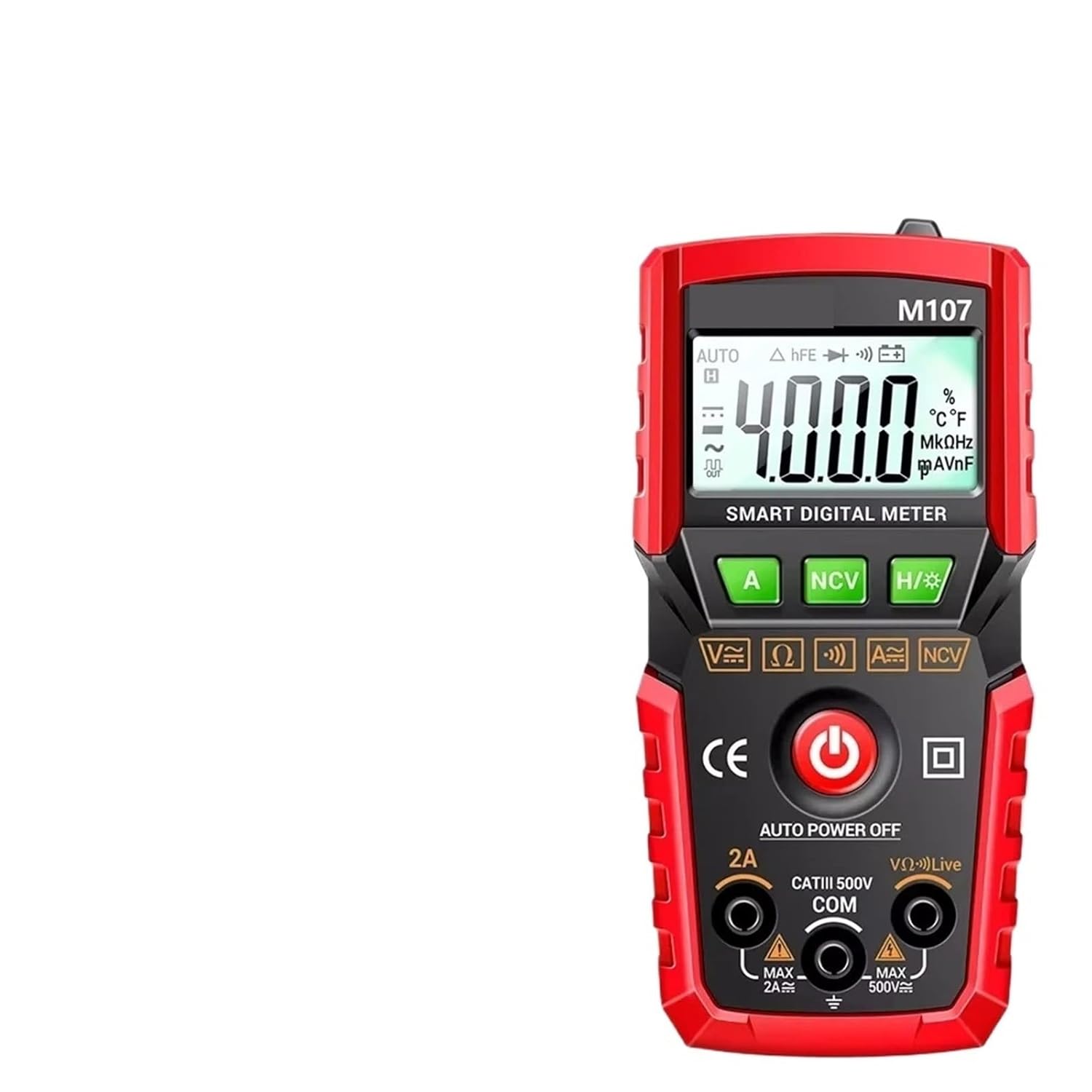 M108/M107 Mini Digital Multimeter 4000 Count AC/DC Electrical Instruments Tester Auto Multimetro Digital Meter(M107 Red)
