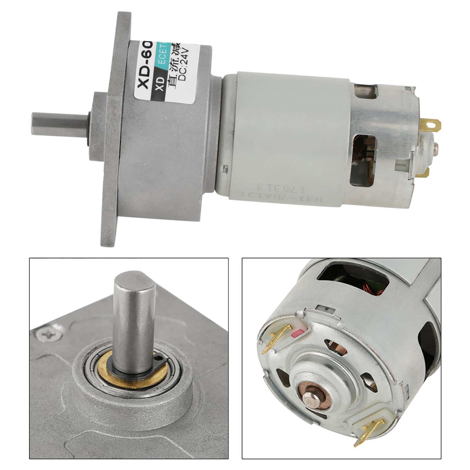 35W DC metalowy silnik redukcyjny prędkość CW/CCW 24V 150rpm duży silnik do regulacji niski nie idealny do automatyzacji robotyki i projektów DIY (24 V150 tur)