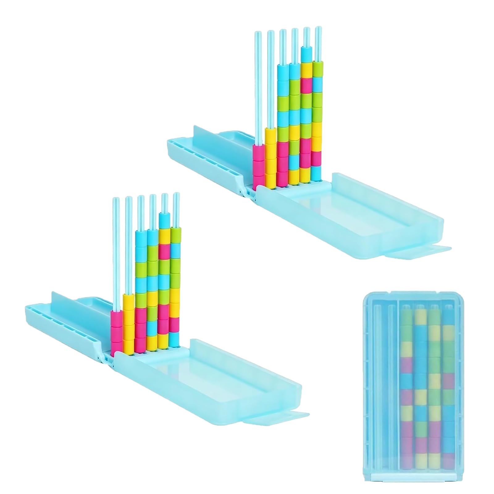 Mini Color Stack Challenge Game with 40 Rings, Portable Travel Brain Teaser Sorting Puzzle for Logic and Focus Training