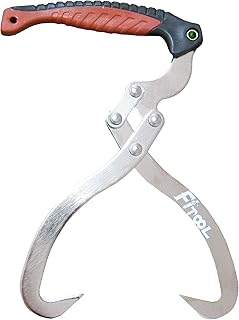 FITOOL 8 Inches (200MM) Log Carrier, Log Tongs, Log Lifting Hook, Timber's Tongs for Lifing Logs, Total Length 12.2 Inches,Black/Red