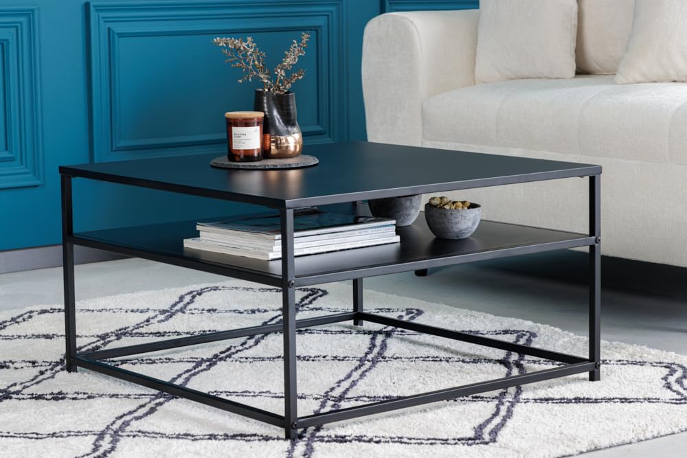 riess-ambiente.de Industrial Couchtisch DURA Steel 70cm schwarz Metall mit Ablagefach