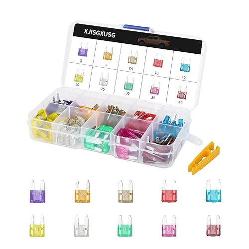 Kit de 100 fusibles mini  Kit surtido de fusibles para automóvil (3Amp 5A 7.5A 10A 15A 20A 25A 30A 35A 40A) para reemplazo de