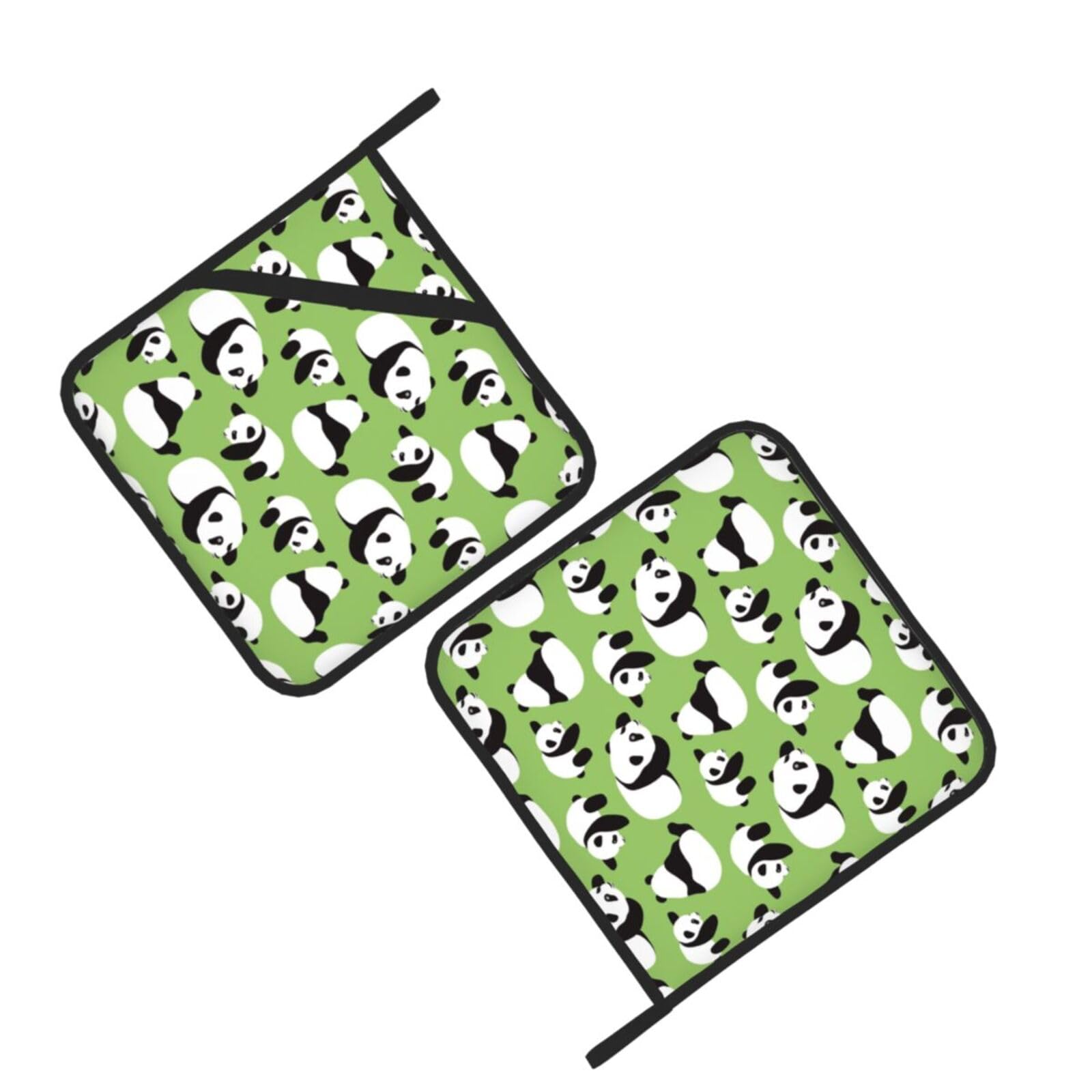 Green background panda Printed Oven Pot Holders Set of 2 Pcs Heat Resistant Kitchen Microwave Potholders for Cooking Baking Grilling