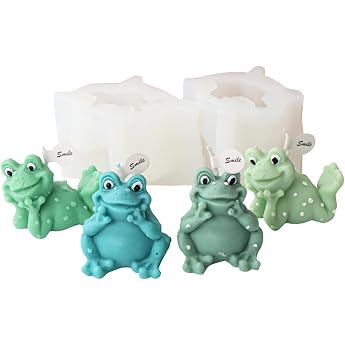 3D Frog Silicone Mould Candle Mould Pack of 2 Candle Pouring Moulds Animal Silicone Mould for DIY Aroma Candle Crafts Home Decoration