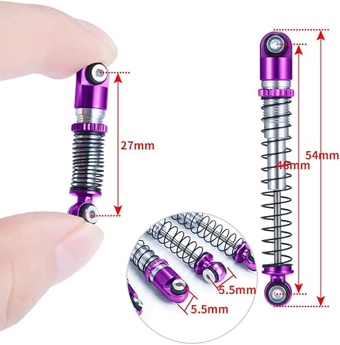Miniatura 9 de RC-Hub Amortiguador de choque RC de aluminio 1.890 in para 124 Axial SCX24 90081 AXI00001 AXI00002 AXI00004 AXI00005 AXI00006 RC Crawler Car (rojo)