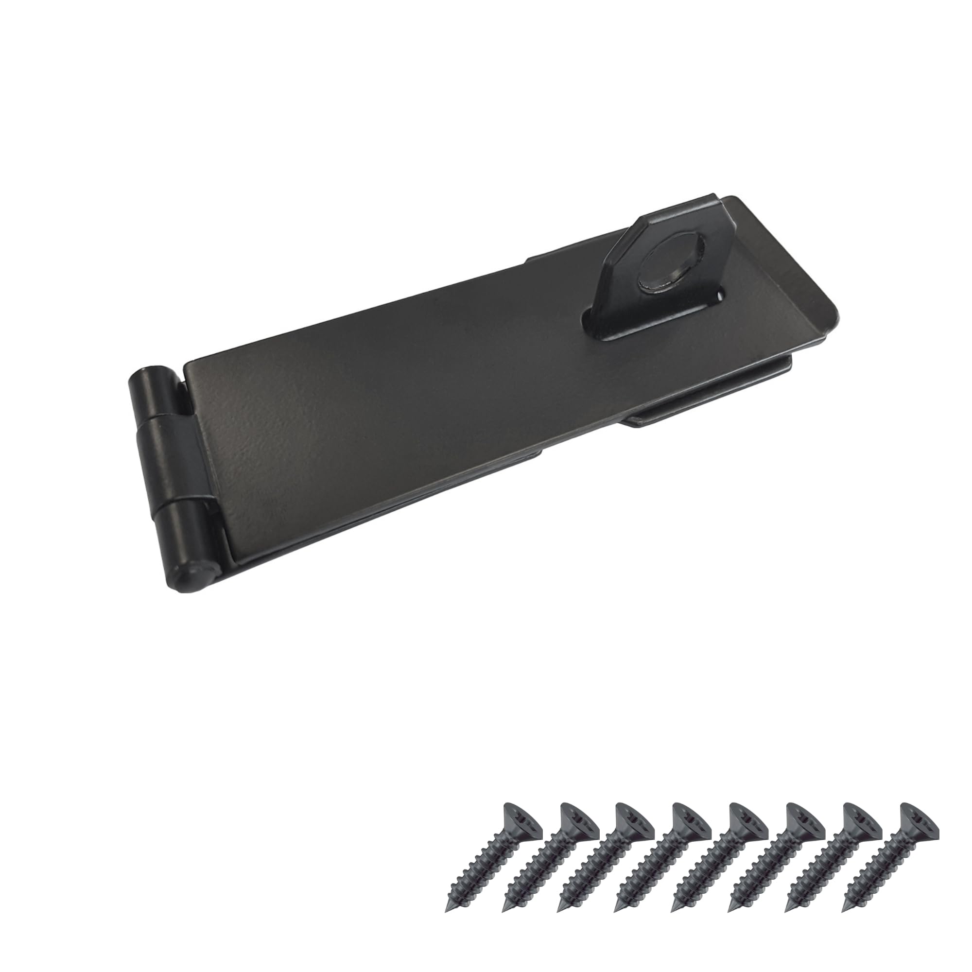 Keypak Black 115Mm 4.5 Inch Heavy Duty Safety Hasp & Staple – Gate Clasp, Shed Hinge, Cabinet Door Latch Security With Screws