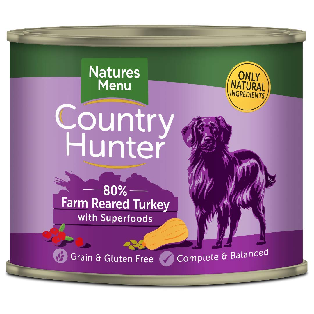 Natures Menu Country Hunter Dog Farm-Reared Turkey with Superfoods Tins, 6 x 600 g