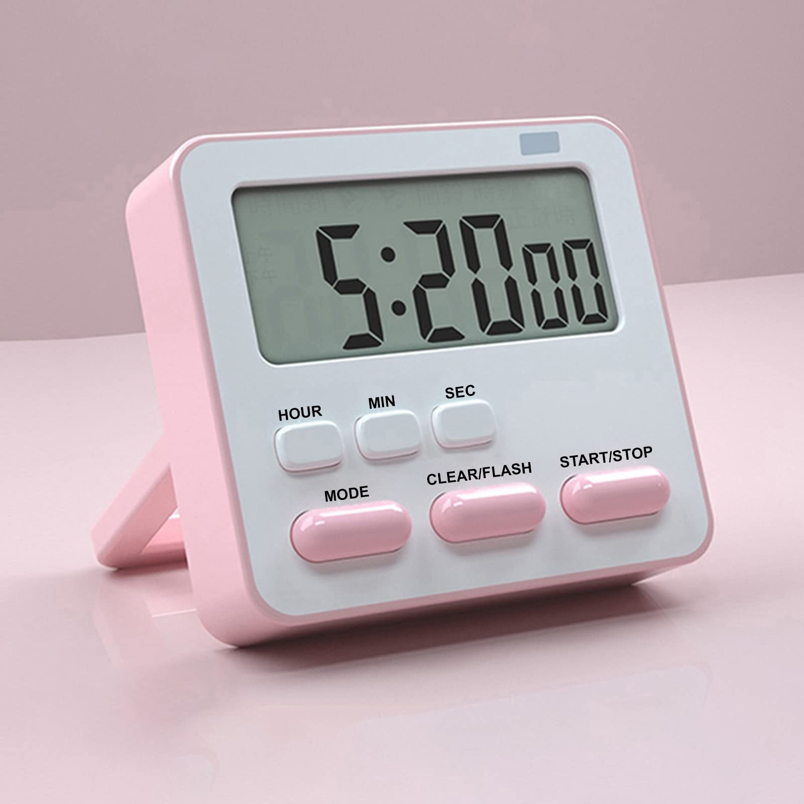 Wolpin Digital Kitchen Timer & Stopwatch | Large Display Countdown with Loud Alarm, Magnetic Stand & Hanging Hole | for Cooking, Baking, Study, Bathroom & Oven (Pink & White) 4