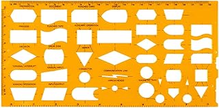 Plantillas, Plantilla de Diagrama de Flujo, Plantillas de Formas Variadas de plástico Flexible Amarillo de 10 x 5 Pulgadas con Escala para dibujar, dibujar y más, geométricas