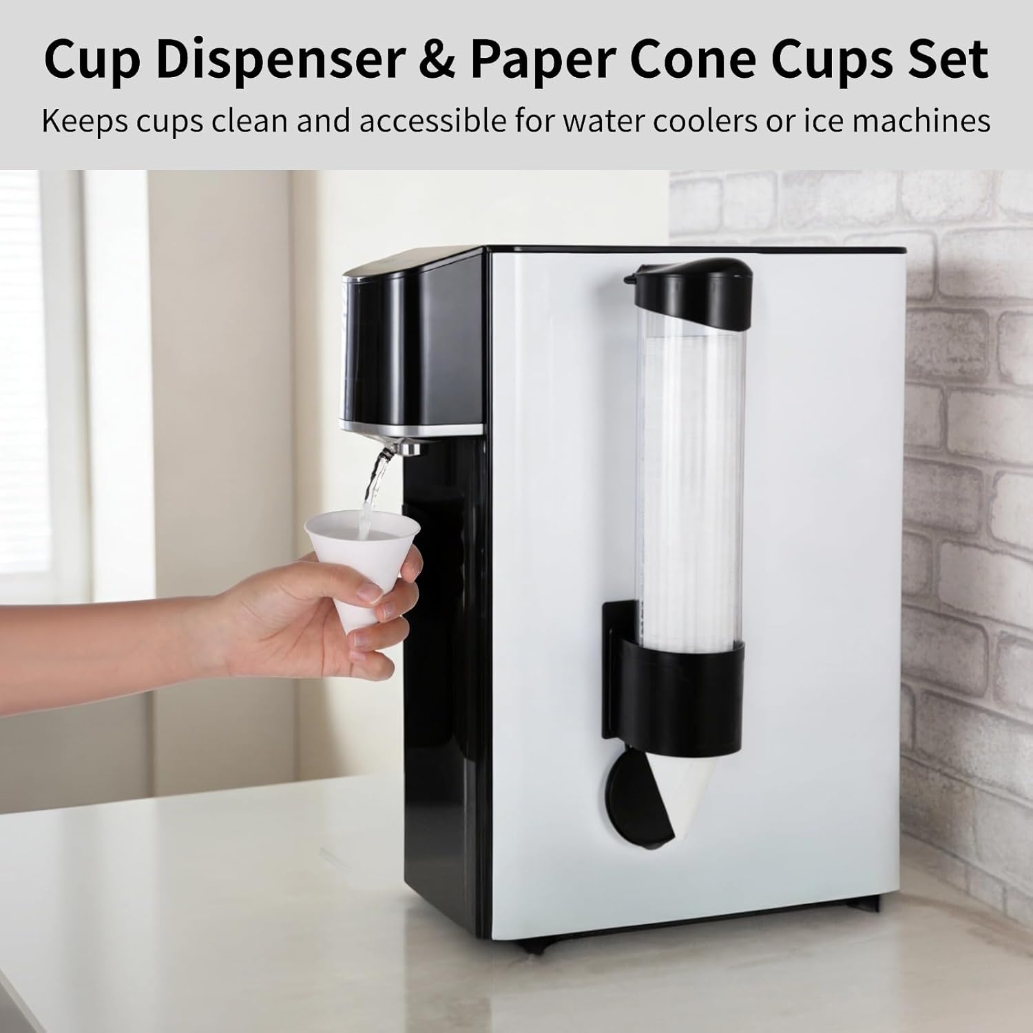 600PCS Snow Cone Cups with 1 Thicken Disposable Cup Dispenser, 4 oz Paper Cone Cups, Pull-Type Wall Mount Cup Holder for Water Coolers,Ice Machines,Beverage Stations,Restaurants,Home,Office