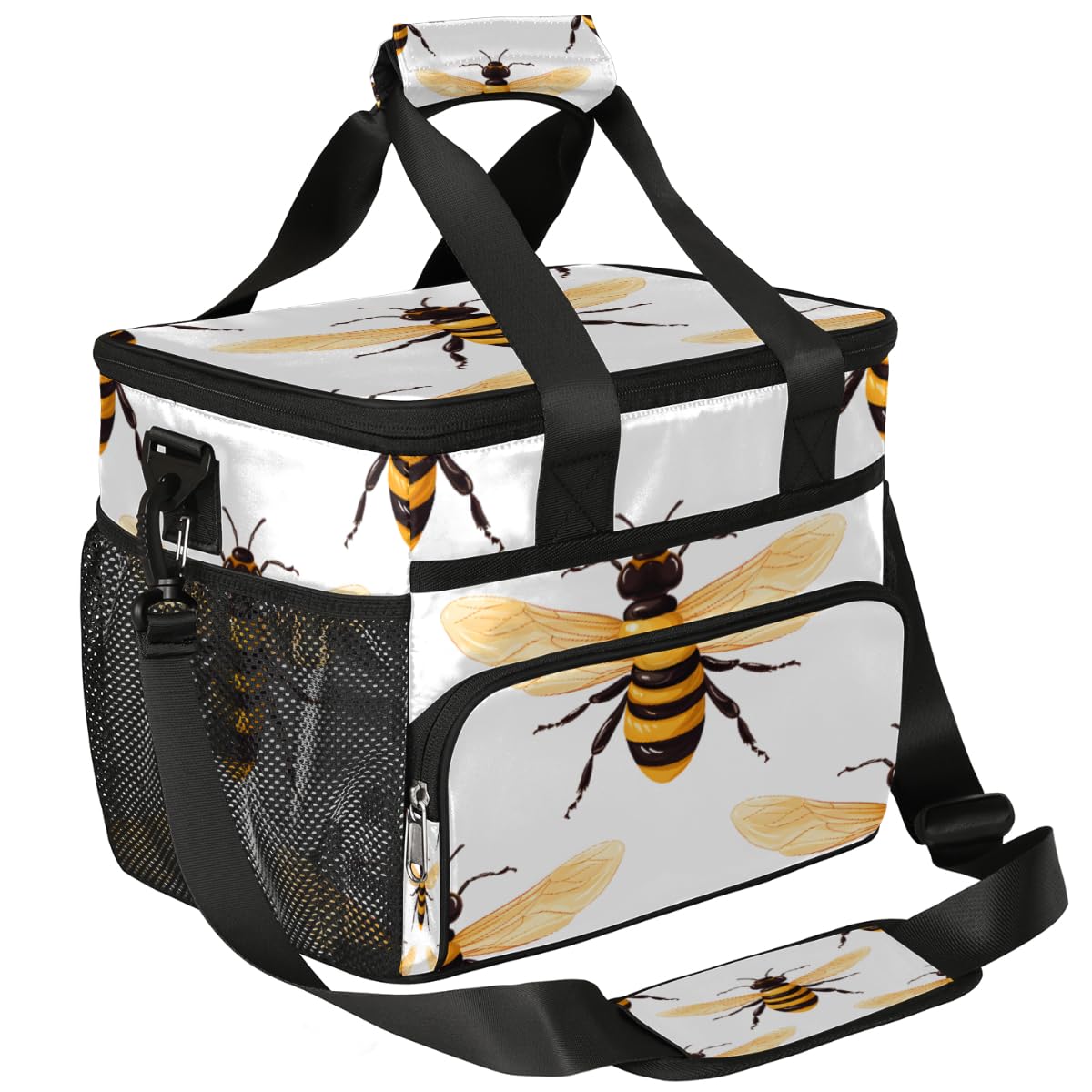 Bees Insulated Picnic Backpack Lunch Box for Women Men Picnic Basket Tote Lunch Bag Picnic Bag Portable Lunch Bags for Picnic, Beach, Work, Trip,Office, Camp Bee Print
