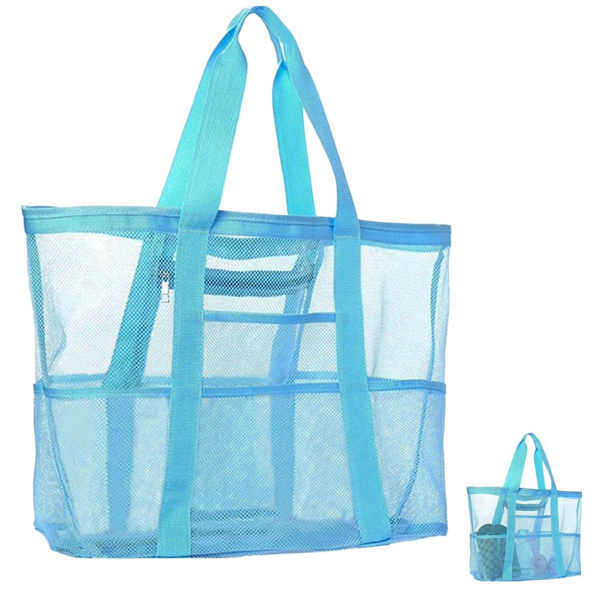 Borsa a rete per bambini, simpatica borsa da spiaggia con dinosauri, borsa per giocattoli da spiaggia, borsa per il trasporto per giocattoli acquatici, borsa da bagno, borsa pieghevole per la