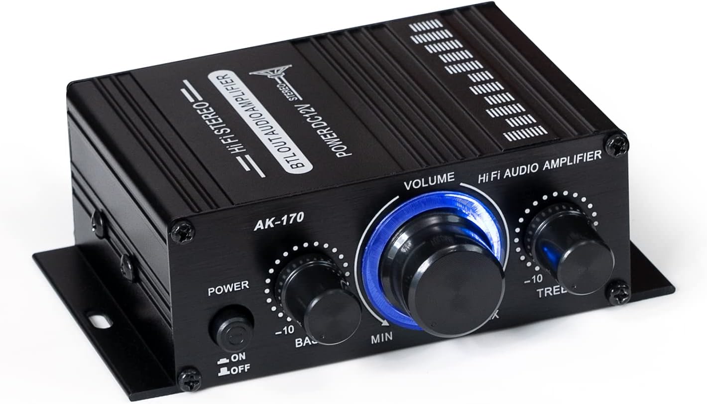 AKAudio AK170 200W Mini Car Power Amplifier, 2 Channel Class D
