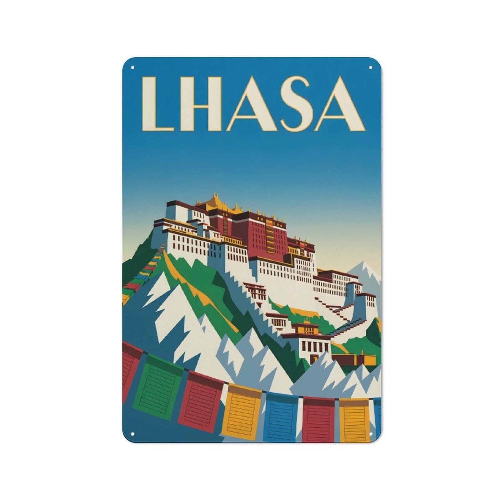 Junmoney Style-22 For Café Or Restaurant, Lhasa Travel (2) Retro Metal Sign 30X20cm, Gift For Café Owners And Decorators During The Christmas Season