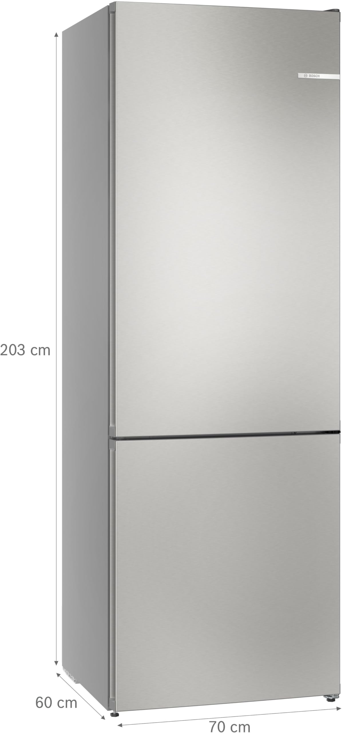 Bosch KGN492IAF Serie 4, Frigorifero combinato da libera installazione, Total No Frost, VitaFresh XXL: Spazio extra-large per i tuoi cibi freschi, PerfectFit, Luce LED, Acciaio, 203 x 70 cm