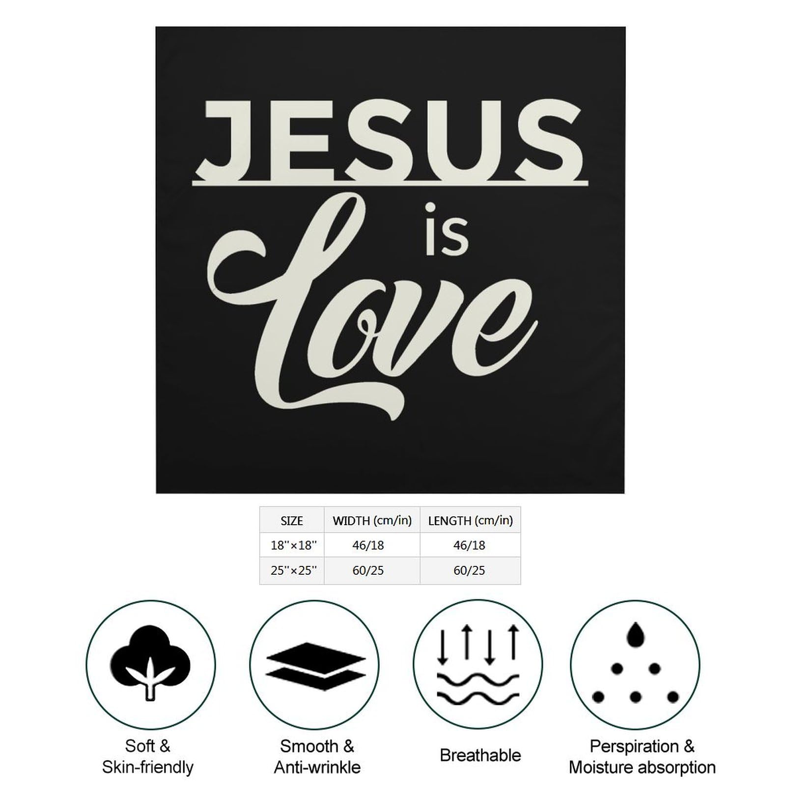 Csemeie Yeshua Jesus Christian Bandana Hair Scarf Headband Adjustable Neckerchief for Men Women Decor
