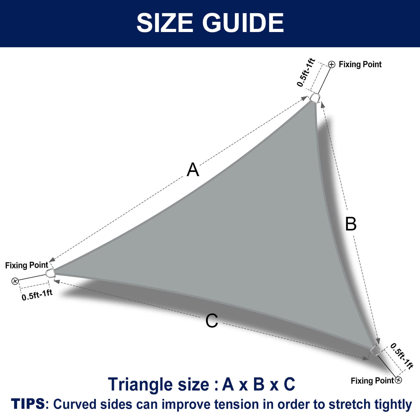 Snapklik.com : PureFit Triangle Sun Shade Sails Outdoor 12 X 12 X 12 Ft ...