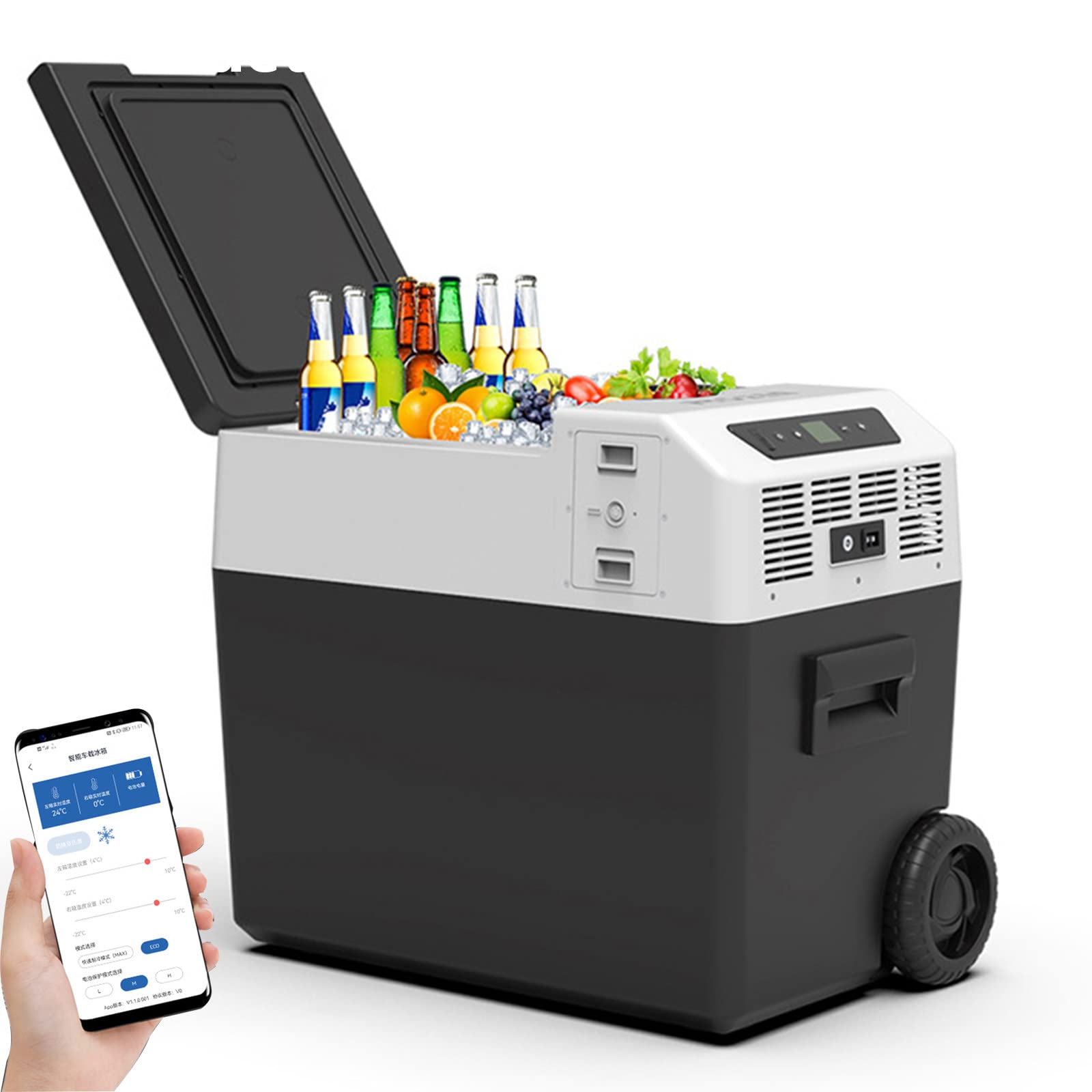 Electric Cool Box Bluetooth Remote Control Car Fridge Portable Compressor Fridge -22℃ to +10℃ Electric Cooler 12/24v Dc and 240 Ac for Outdoor Camping,30L