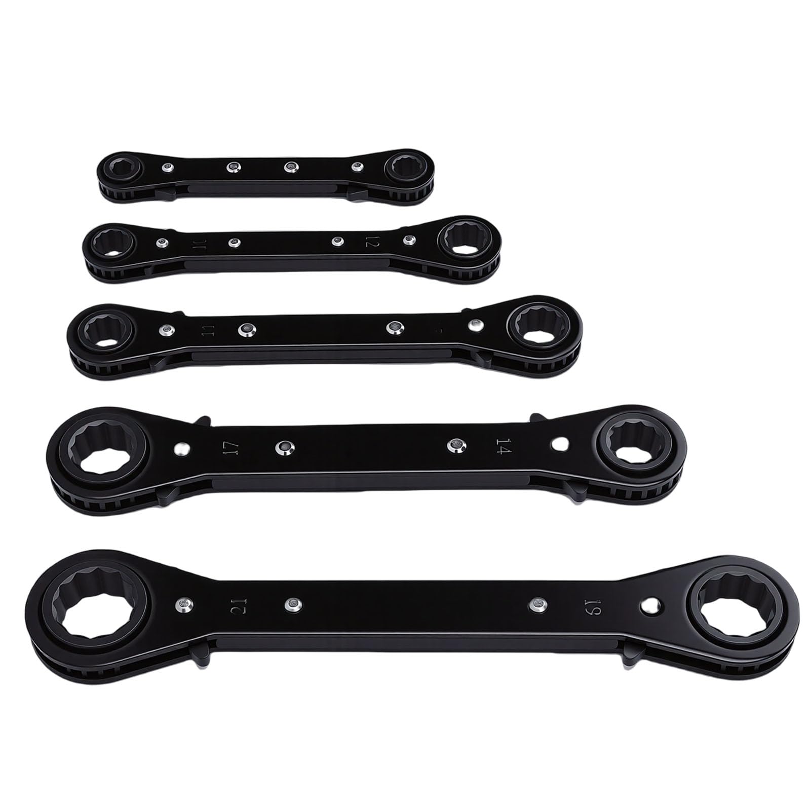 Eujgoov Set di Chiavi a Cricchetto a Doppia estremità CR V in Acciaio Reversibile a 12 Punti Chiave a Scatola 5 Pezzi Ossido Dimensioni Compatte per Riparazione Automobilistica e Motociclistica