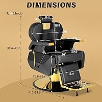 Vista 3 de Silla de Barbero Sillas de Salón para Estilista de Cabello Hidráulica de Alta Resistencia Reclinable para Salón Barbería Estilista de Cabello Hogar