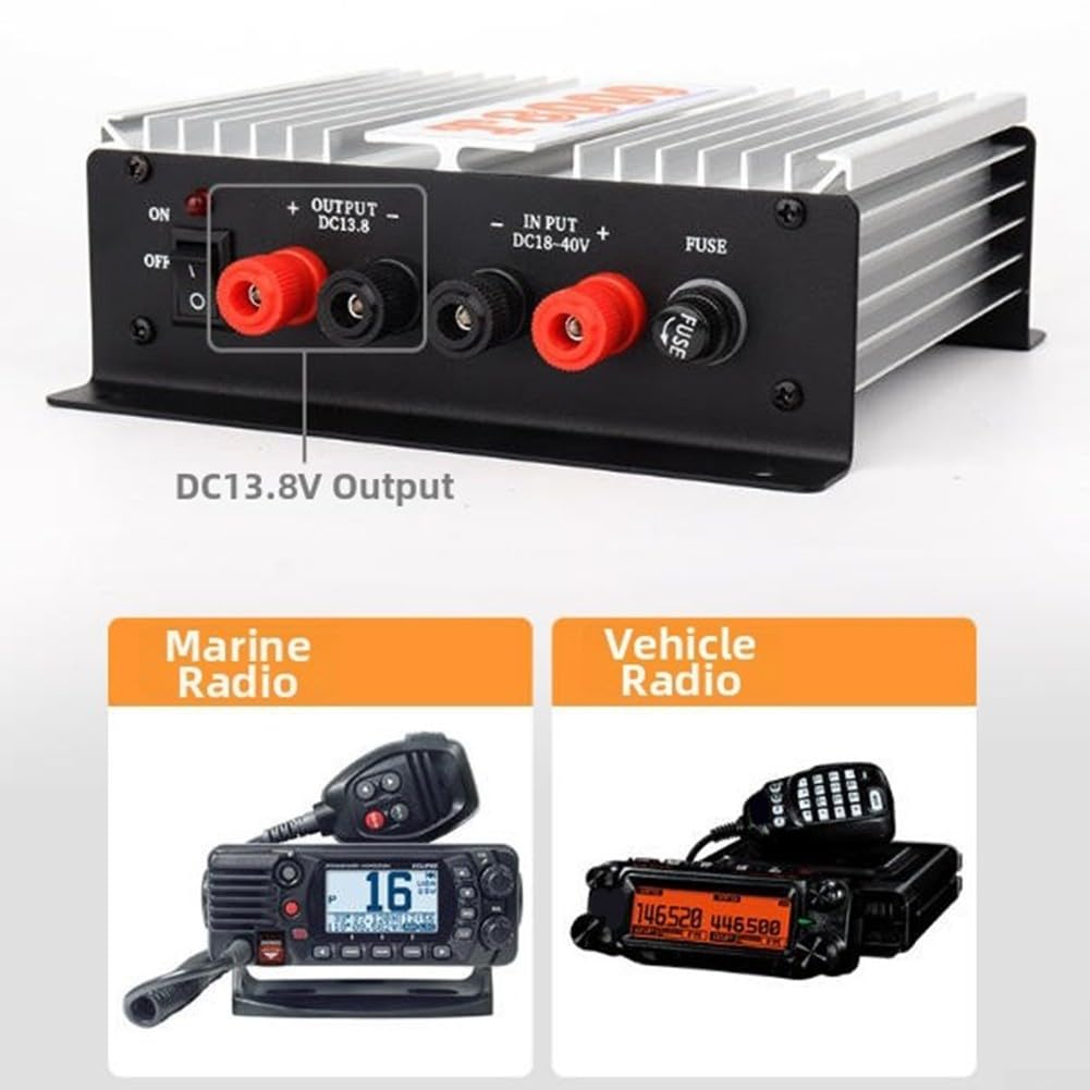 DC 24V auf 13.8V 45A Auto Schaltnetzteil Konverter für Fahrzeug-Radios, Metallgehäuse mit Überstrom- und Überspannungsschutz, Grau