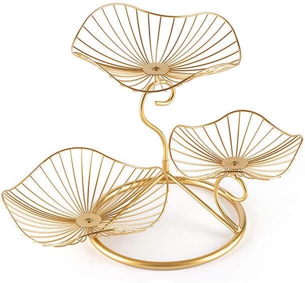 LANDTOM3-Tier Fruit Basket Holder Decorative Fruit Bowl Stand, Gold (Type A)