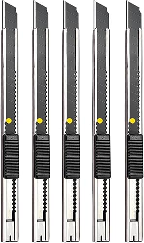Miniatura 13 de 1 cuchillo utilitario con cerradura para mano derecha e izquierda de 0.354 in con 10 cuchillas reemplazables, cuchillo de corte de vinilo