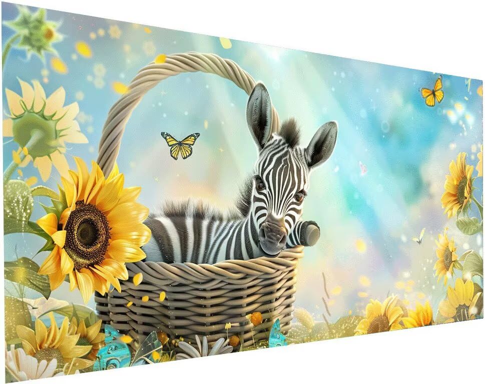 Diamond Painting Zèbre 80x160 cm - Kit Complet Peinture Diamant Grand Format pour Adulte et Enfant