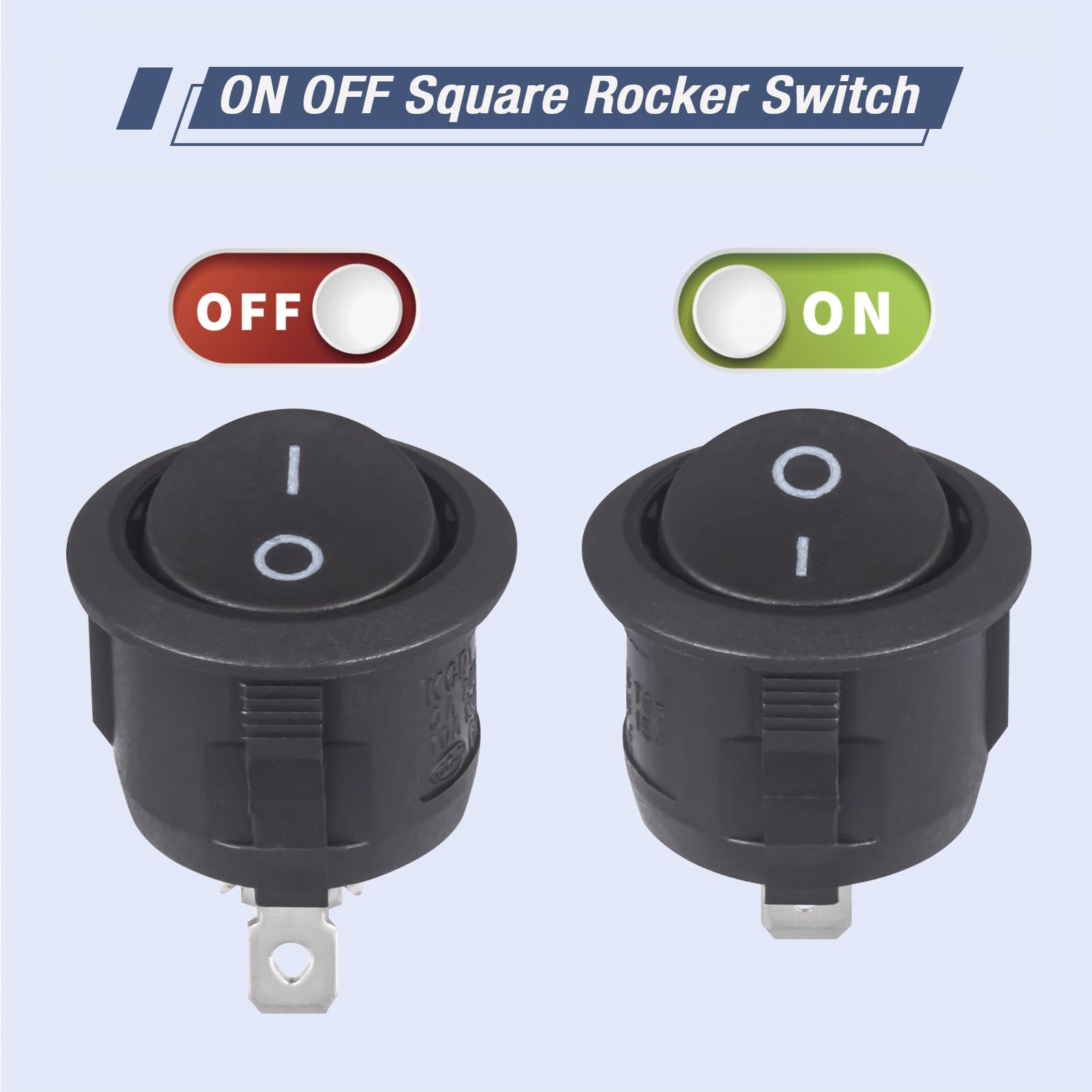 VEXUNGA Interruttore a Bilanciere Rotondo 6A 250V 10A 125V AC ON/OFF Commutatore 2Posizioni Interruttori a Levetta 2Terminali Button Nero per Auto y Elettrodomestici (10 Pezzi)