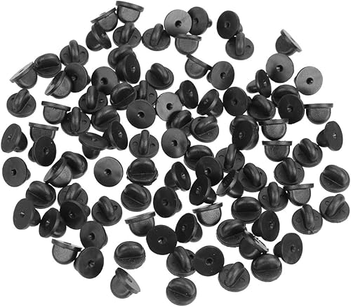 CCINEE - Alfileres de goma de PVC, color negro (100)