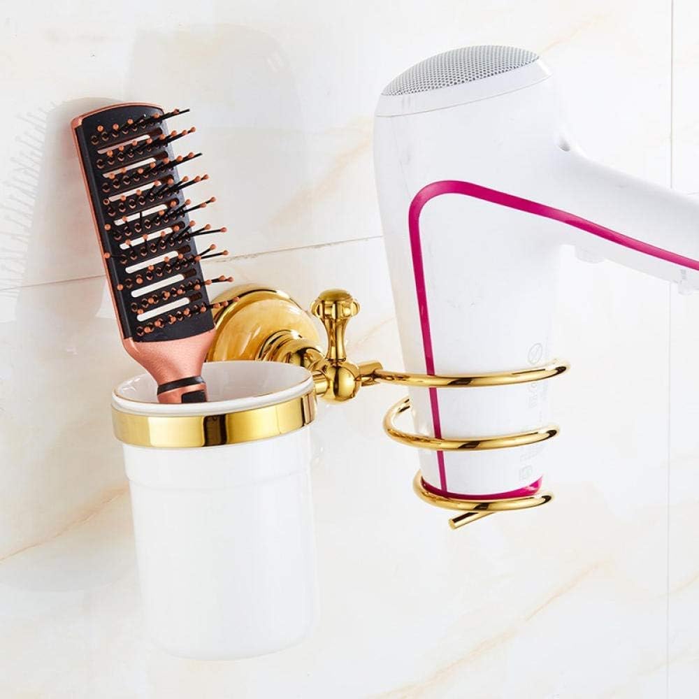 European Copper Natural Jade Hair Dryer Rack with Cup Bathroom Hair Dryer Bracket
