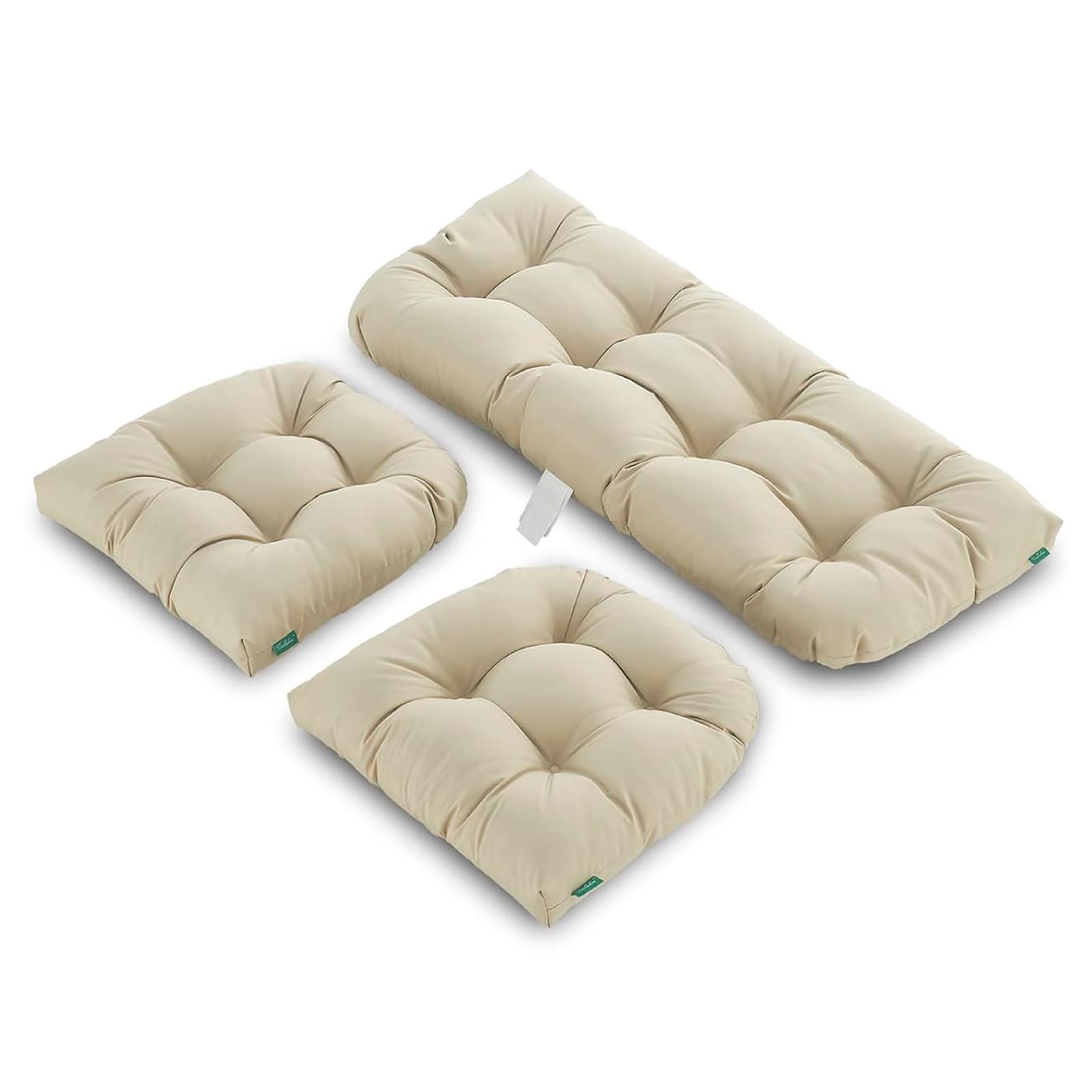 Genérico Juego De 3 Cojines para Muebles De Mimbre, Repuesto de Asiento Capitoné de Exterior para Muebles de Patio (Beige)