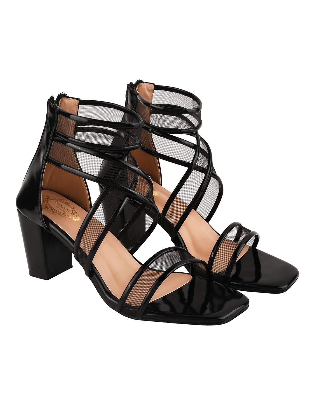 Shoetopia Patent Multi Cross Strap Black Block Heeled Sandals For Women & Girls /UK5 (B0CBMNS68K) Amazon Price History, Amazon Price Tracker