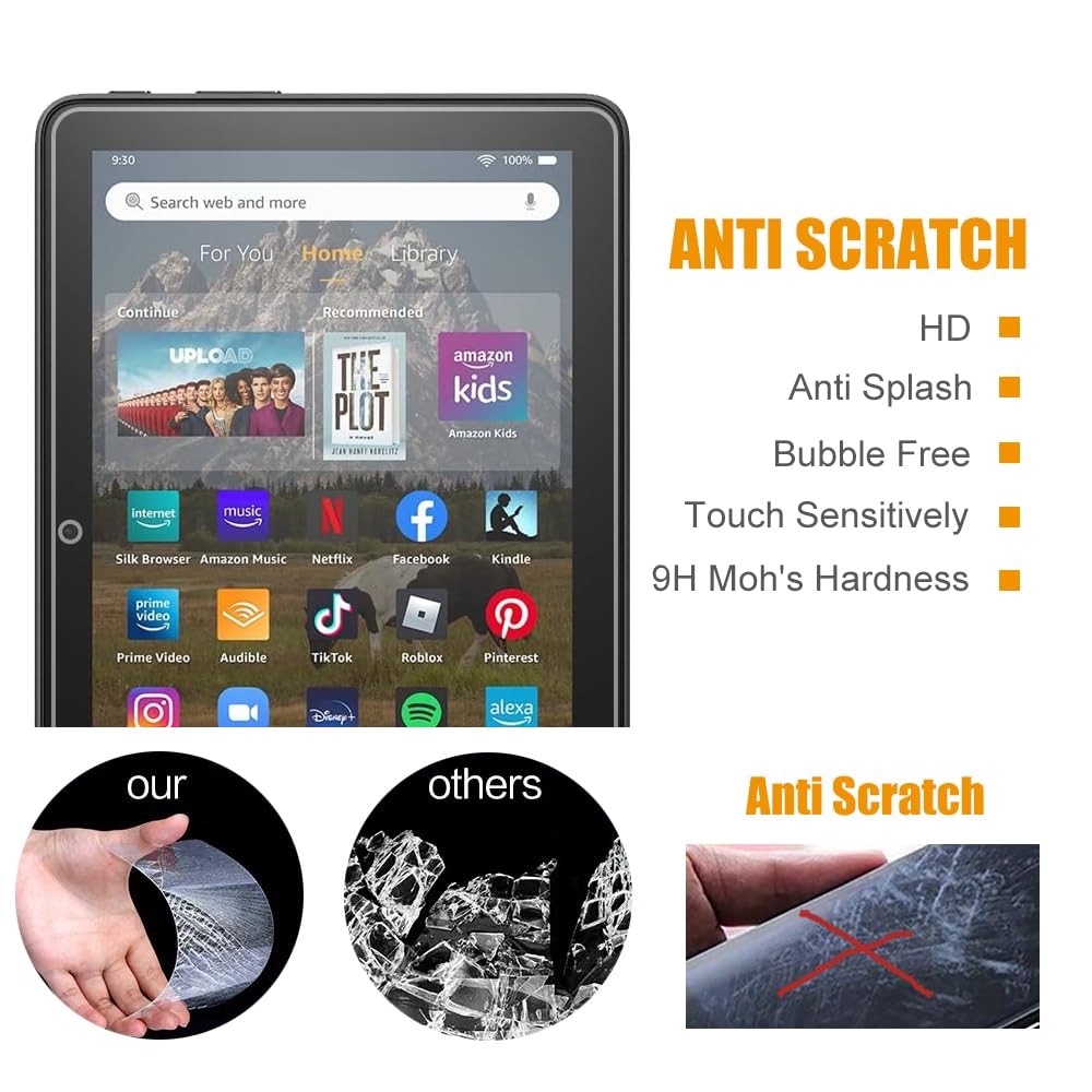 [Paquete de 2] Protector de pantalla de vidrio templado para tableta de 8 pulgadas 2020/2022/2024 de 8 pulgadas con vidrio protector 2.5D 9H HD sin burbujas, transparente, transparente y 2