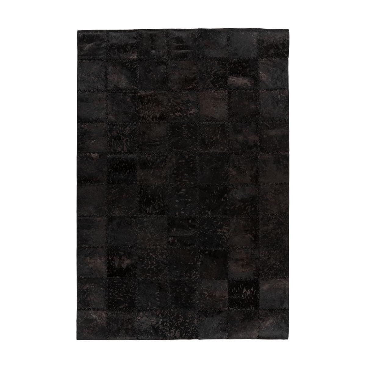 Paris Prix Tapis Patchwork en Cuir Fait Main Voila Noir 120 x 170 cm