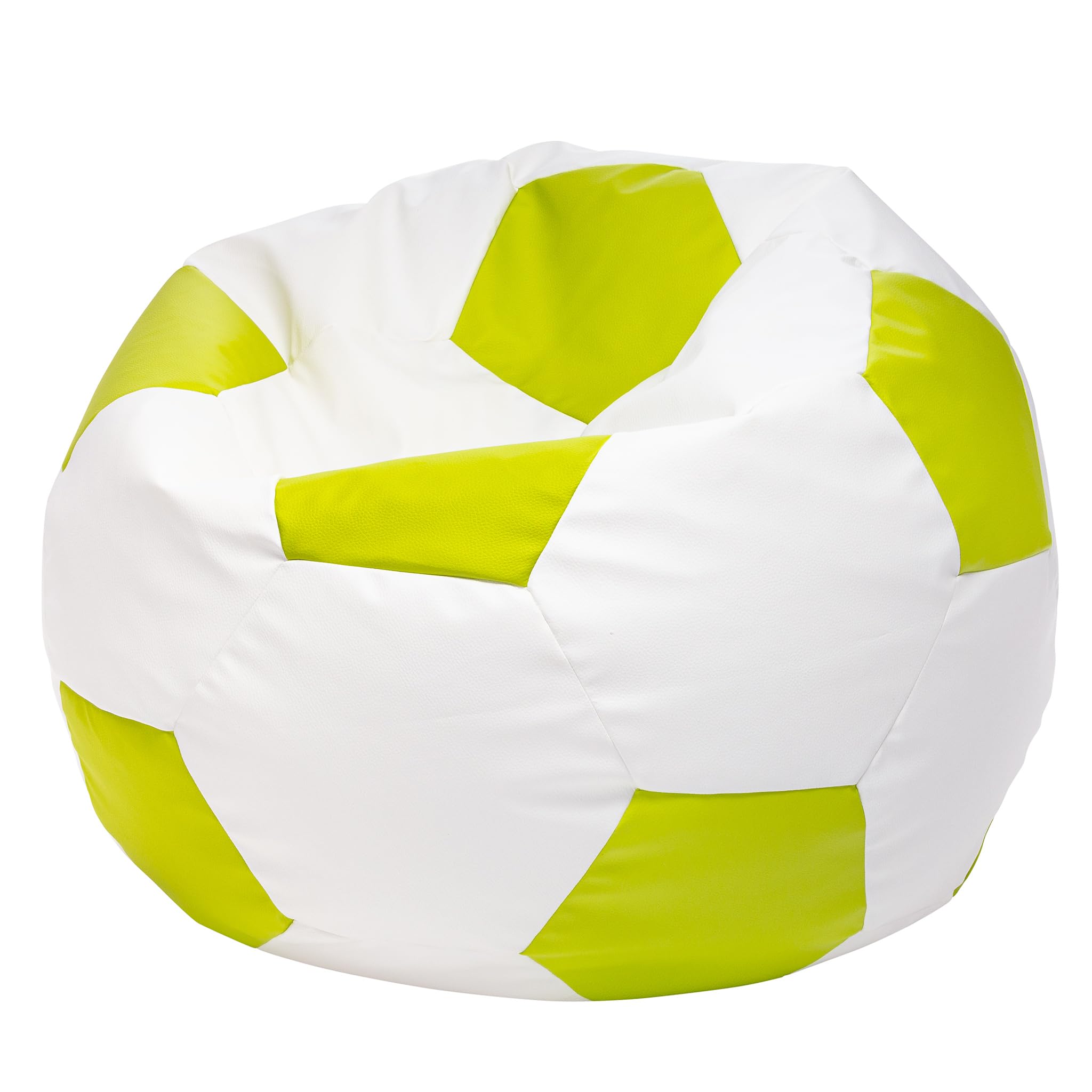Ecopuf Football Pouf XL - Pouf Chambre Ballon de Foot en Simili Cuir - Génial pour Les Fans de Football, Les Enfants - Pouf Salon - Pouf Enfant - Fauteuil Gaming - 105x80cm, Vert Pomme E16