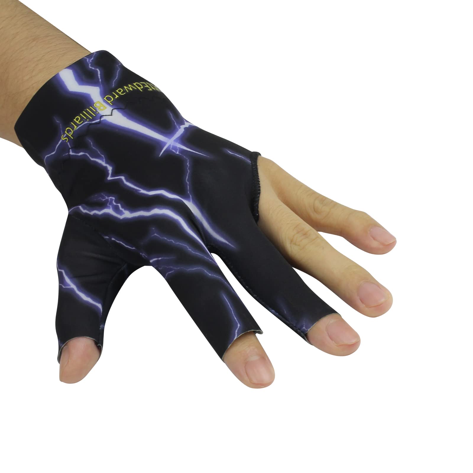 Scott Edward Billiard Gloves 10 Pack, 3 Open Fingers, Elastic Spandex Pool Cue Gloves, for Left or Right Hand, Unisex Men & Women (Black Lightning, 10 Left Hand) — image 1