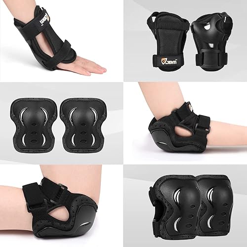 Miniatura 7 de JBM Juego de equipo de protección completa para jóvenes y adultos casco multideportivo rodilleras y coderas con muñequeras protección completa juego
