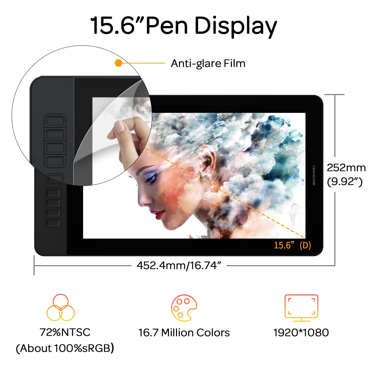 Buy GAOMON PD1561 Pen Display with TiltSupport BatteryFree 8192 Level