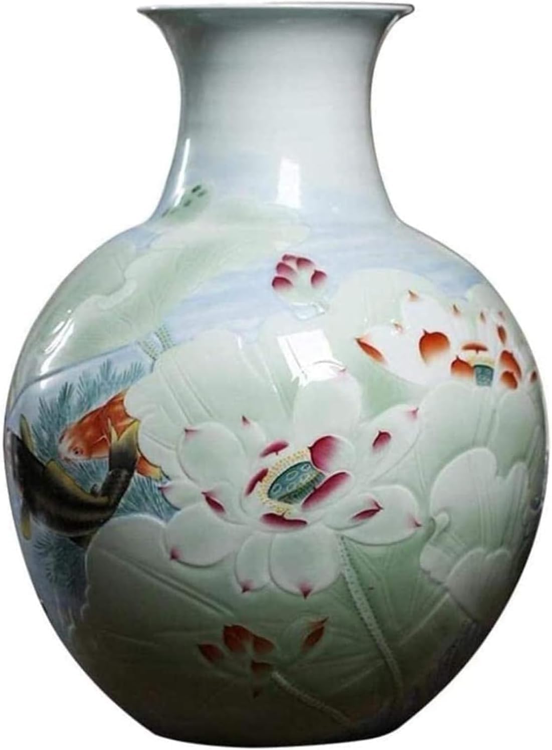 Vase Tabletop Ceramic Classical Lotus for Dry Flowers Art Household Living Room Bedroom Office