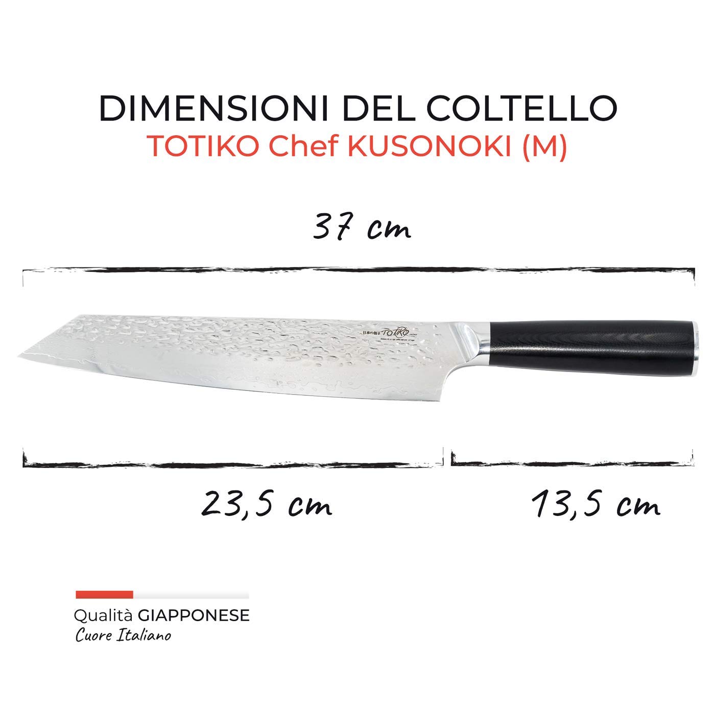 Chef Knife Professionale in Acciaio Damasco, Coltello da Cucina Professionale Giapponese, Lama da 23,5cm, Manico in Resina G-10, Coltello da Carne, Pesce, Verdura - Kusonoki Japan Knives