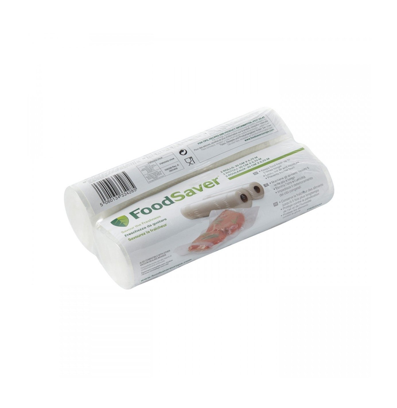 FoodSaver sacs de mise sous vide réutilisables, Sans BPA, 2 rouleaux de sacs de mise sous vide, (20cm x 6,7m) [FSR2002I]