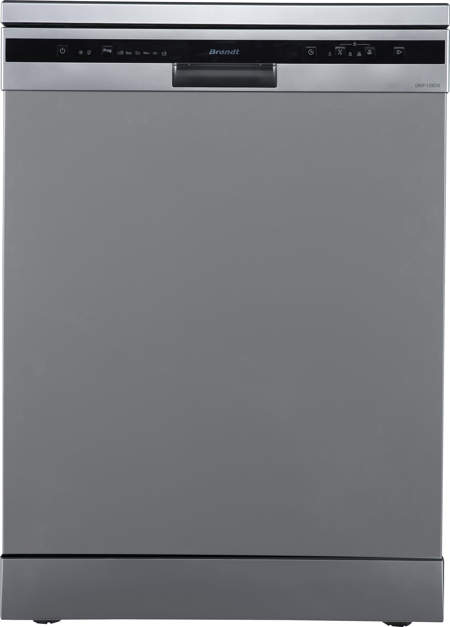 Brandt Lave-Vaisselle DWF3128DS - 12 Couverts - Classe D - 47 dB (Classe C) - 11 L/Cycle - 6 Programmes + Extra Séchage & Demi-Charge - 2 Paniers - Aquasafe - Ouverture Automatique Porte - Minuterie 1