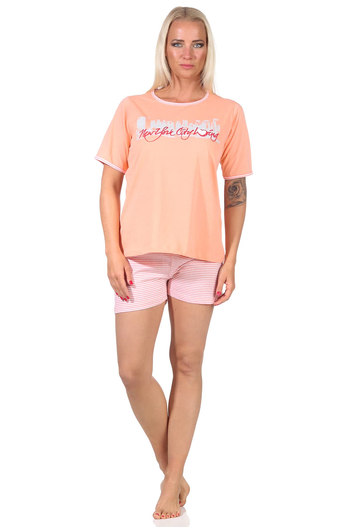 Normann Ladies Shorty Pyjama Set – 'New York City Loving' Print, Capri Pants & Top
