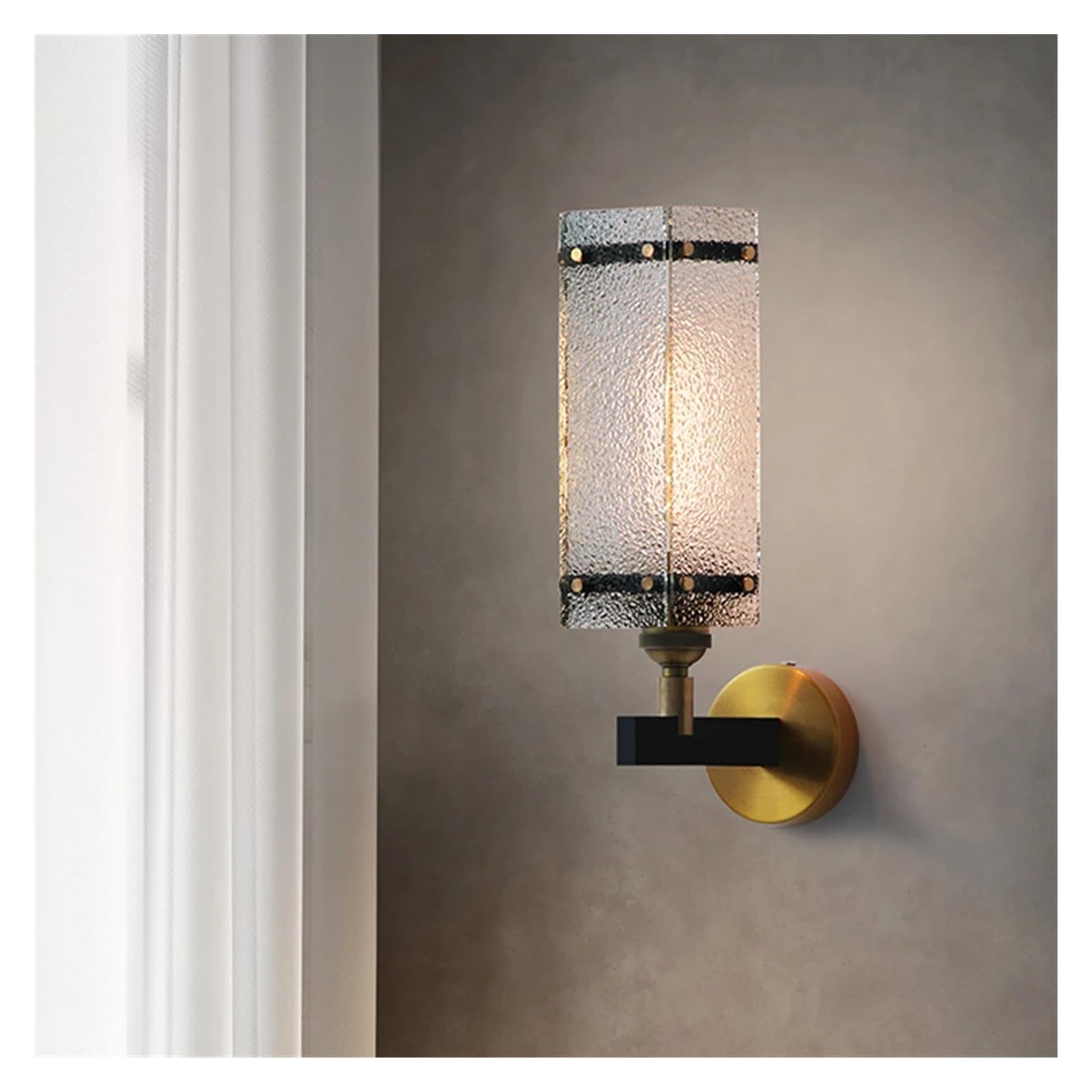 CWCQGH Wall Sconces, V-intage Glass Wall Lamp Compatible with Bedroom Led Gold Wall Lights Home Decor Industrial Wall Mirror Light,