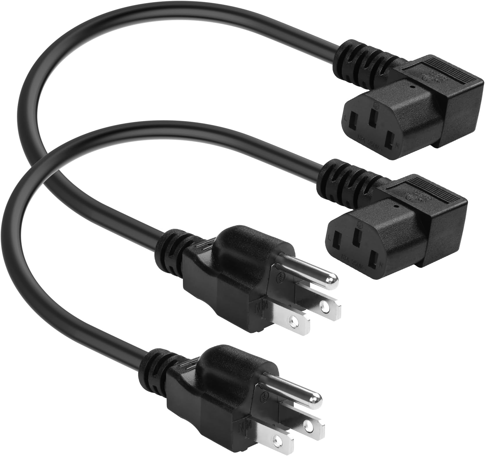 2x IEC320 C13/C14 Netzadapter - 90° Winkelstecker Für Server & PC - 10A/250V Werkzeuglos Montierbar