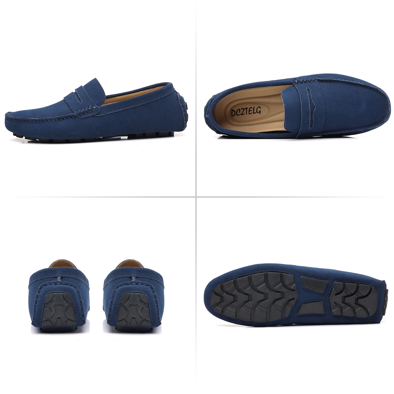 DCZTELG Men's Suede Penny Loafers - Slip-On Comfort Casual Shoes for Business & Driving